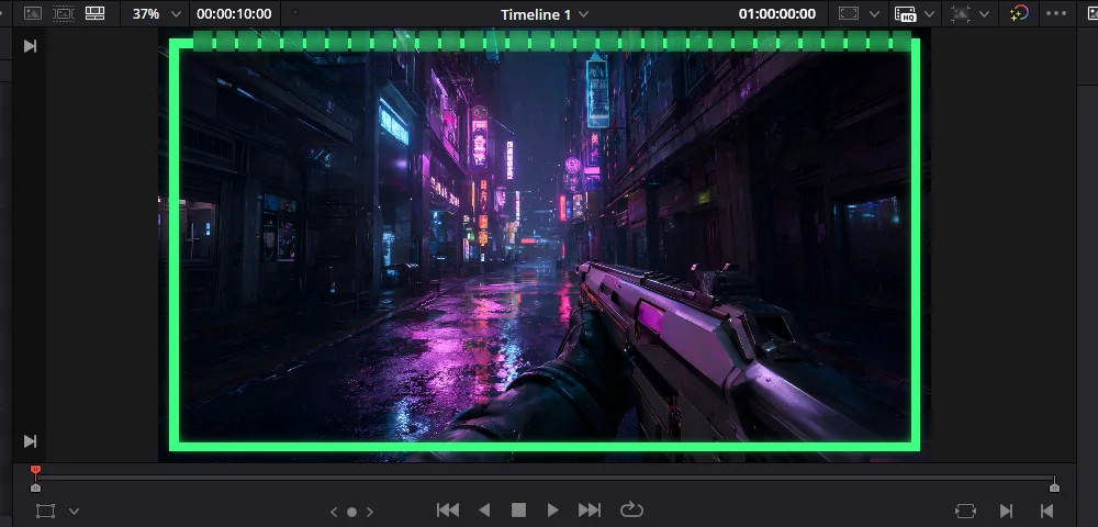 The viewer showing the Health Bar Frame over a cyberpunk gameplay scene