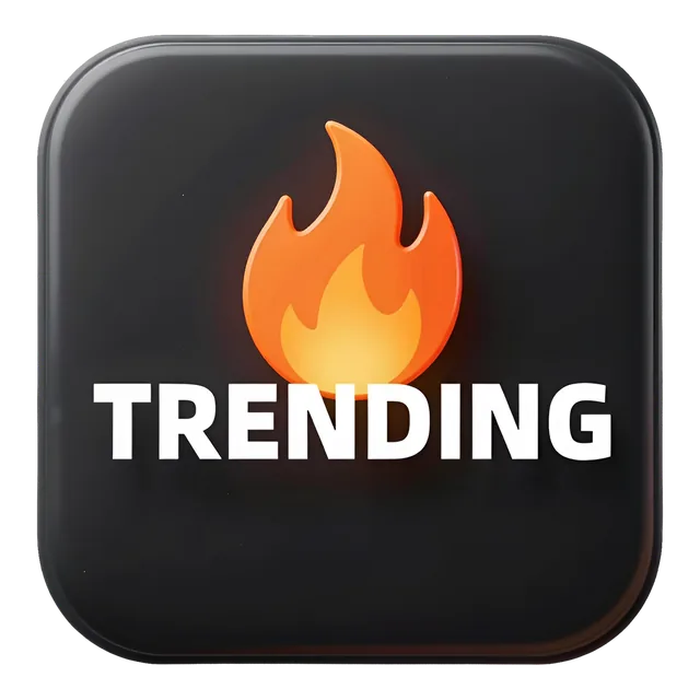 Trending badge, transparent PNG