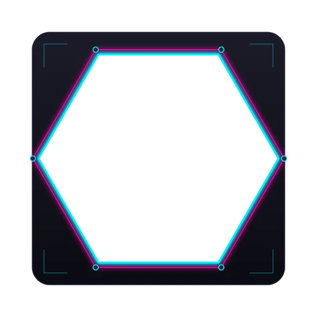 Hexagon webcam frame, transparent PNG
