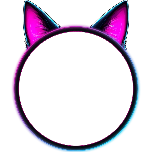 Neon Cat (Circle) webcam frame, transparent PNG